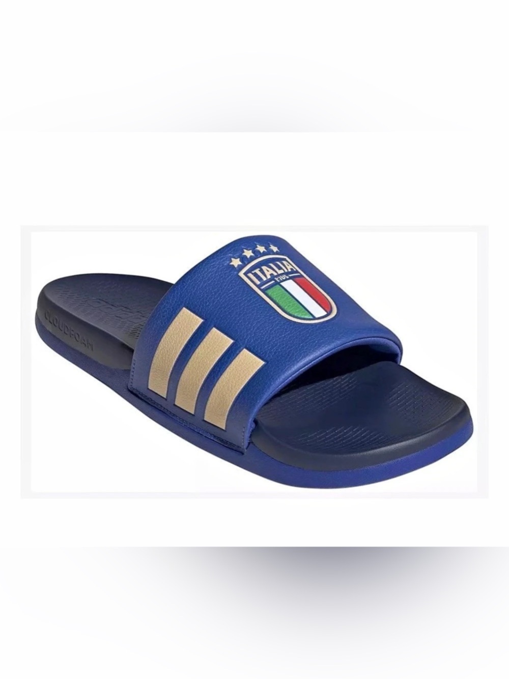 adidas Adilette Comfort 2.0 Italy Slides Blue & Gold men’s US 11